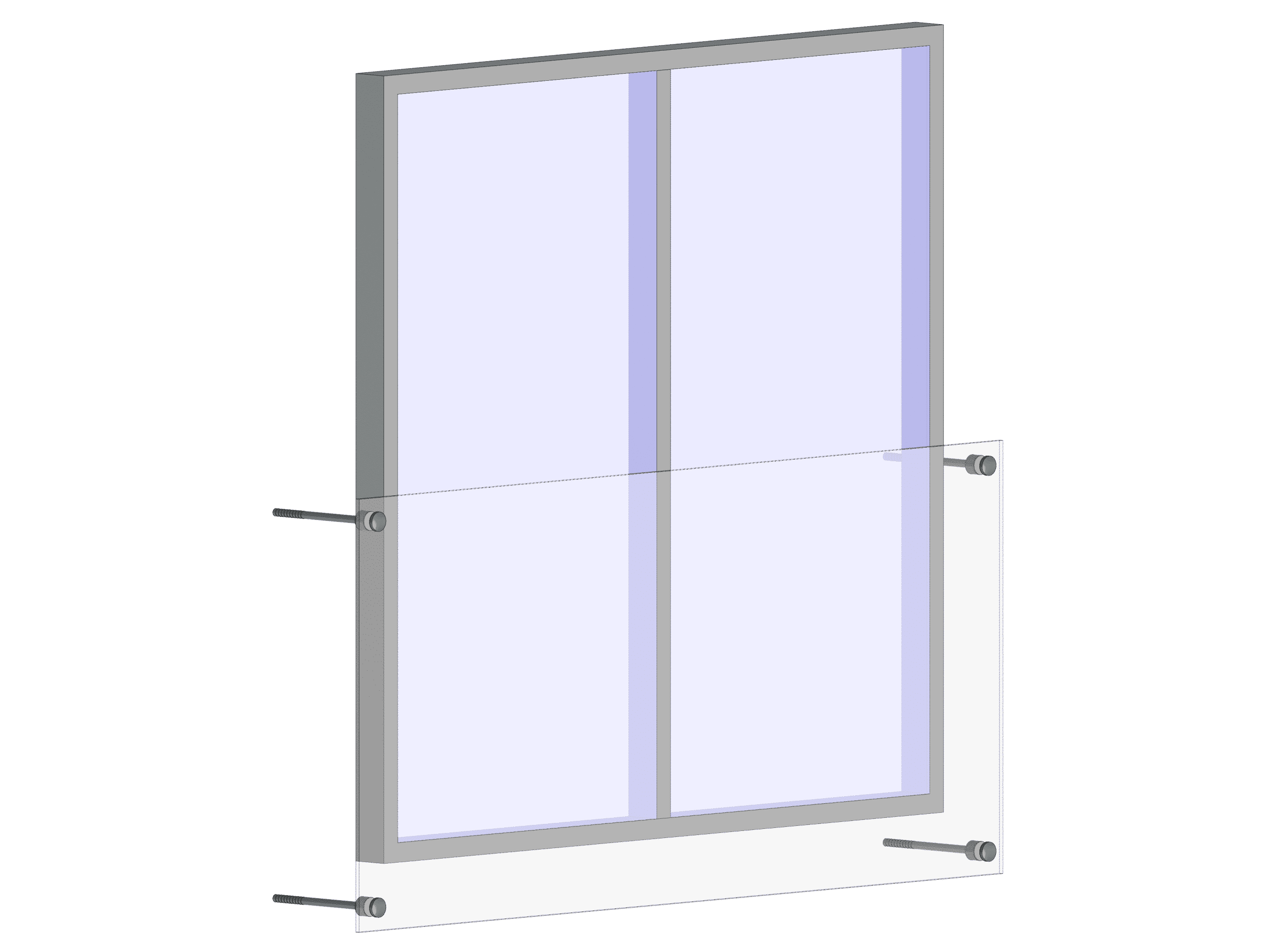Glassholder Portfenetr Ø 30mm med stang 16x320mm, AISI 304, SATIN - Bilde 2