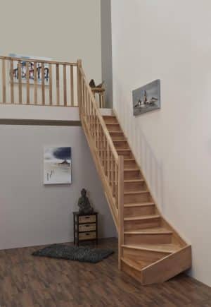 Home tretrapp i bøk - L-trapp 1/4 høyre modell