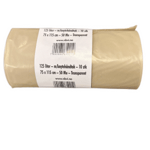 PROFF AVFALLSSEKK MED KNYTEHÅNDTAK, 125 L. RULL A' 10 SEKKER