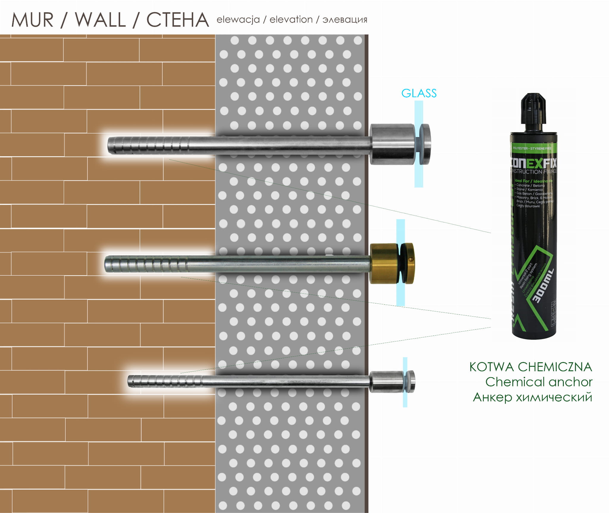 Universal kjemikalieanker 300ml + 2 stk. blandedyse - Bilde 7